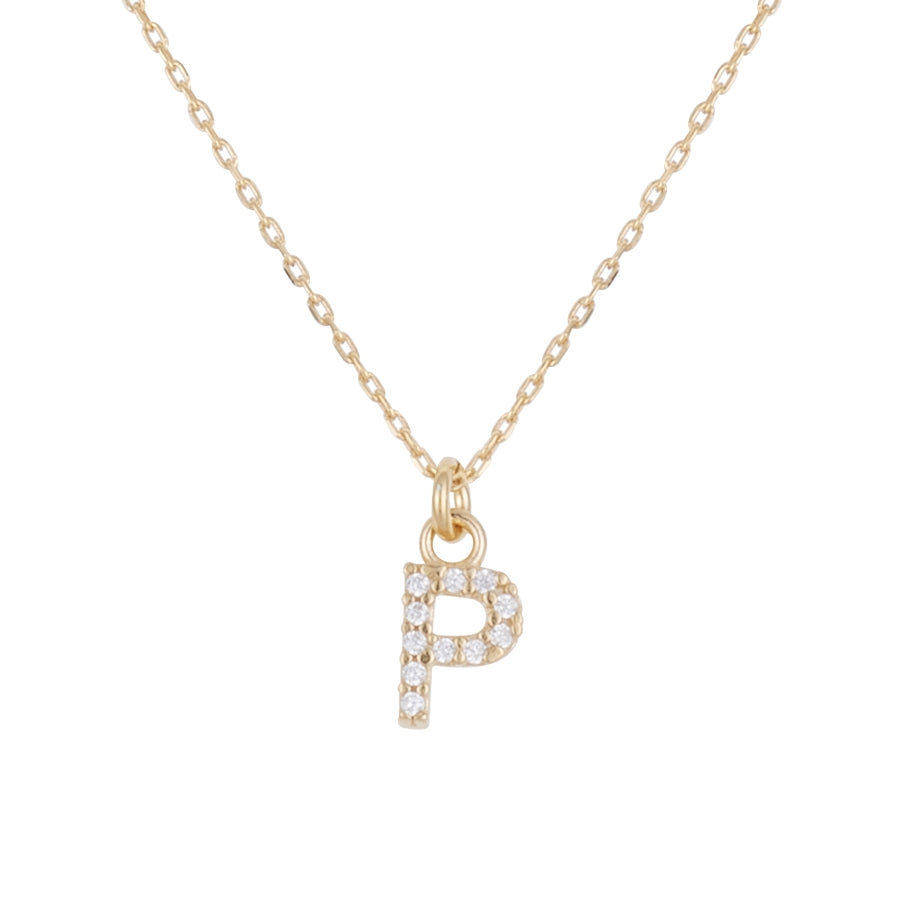 Argento Recycled Gold Letter Cubic Zirconia Necklace