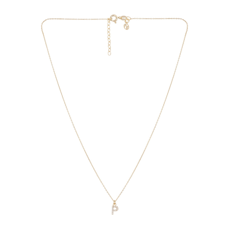 Argento Recycled Gold Letter Cubic Zirconia Necklace