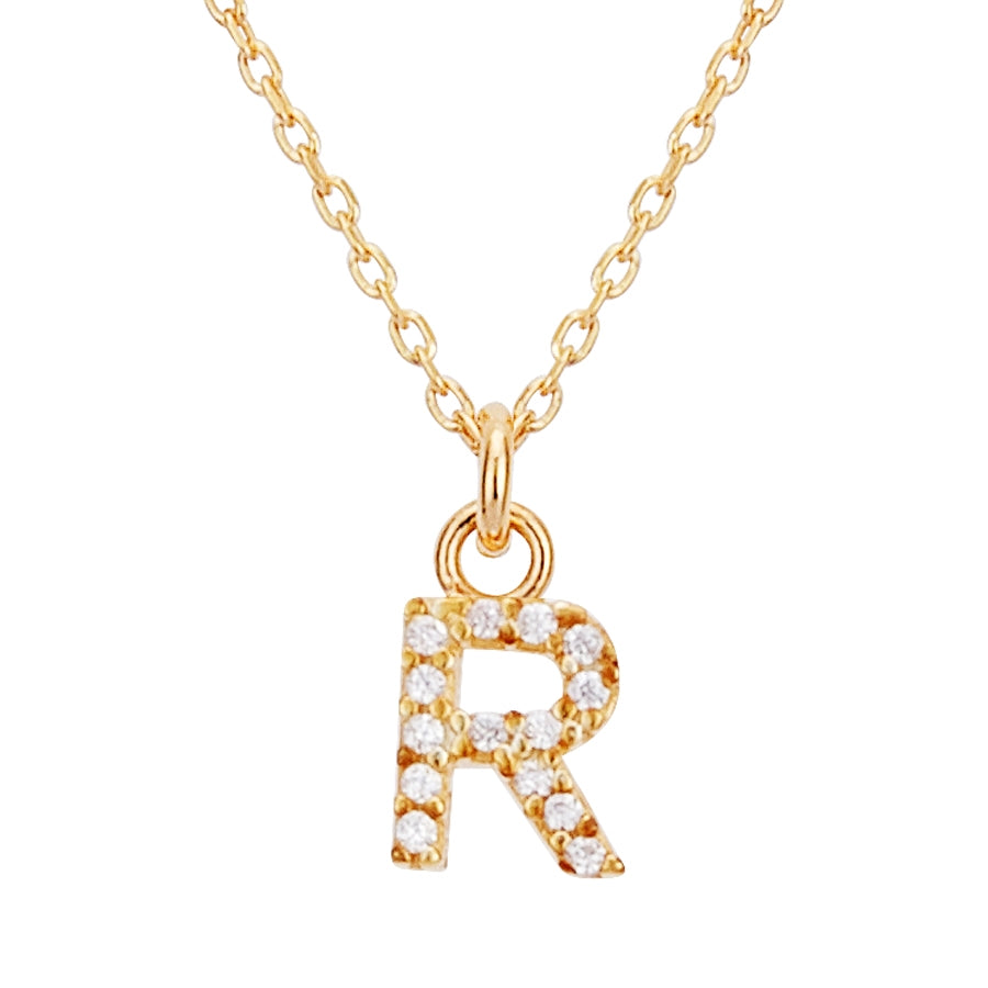 Argento Recycled Gold Letter Cubic Zirconia Necklace