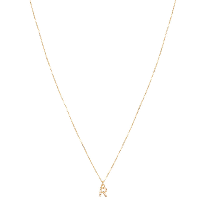 Argento Recycled Gold Letter Cubic Zirconia Necklace