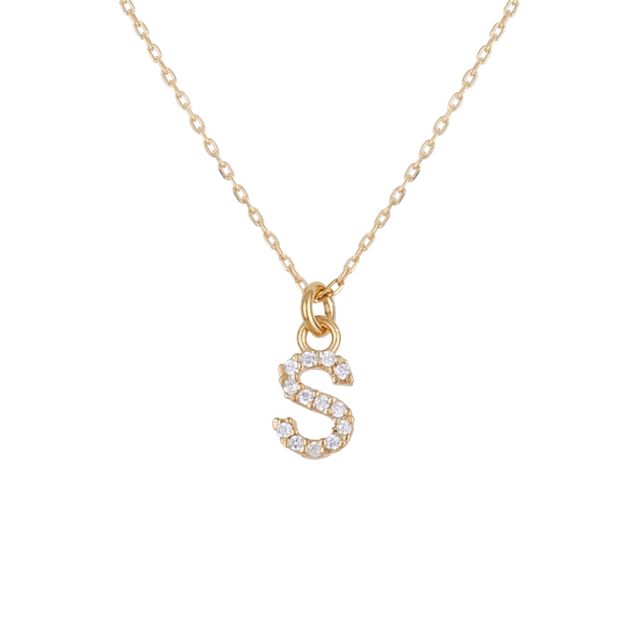Argento Recycled Gold Letter Cubic Zirconia Necklace