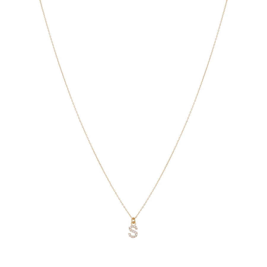 Argento Recycled Gold Letter Cubic Zirconia Necklace