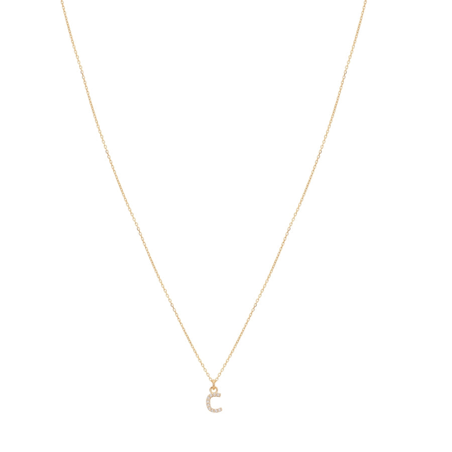 Argento Recycled Gold Letter Cubic Zirconia Necklace