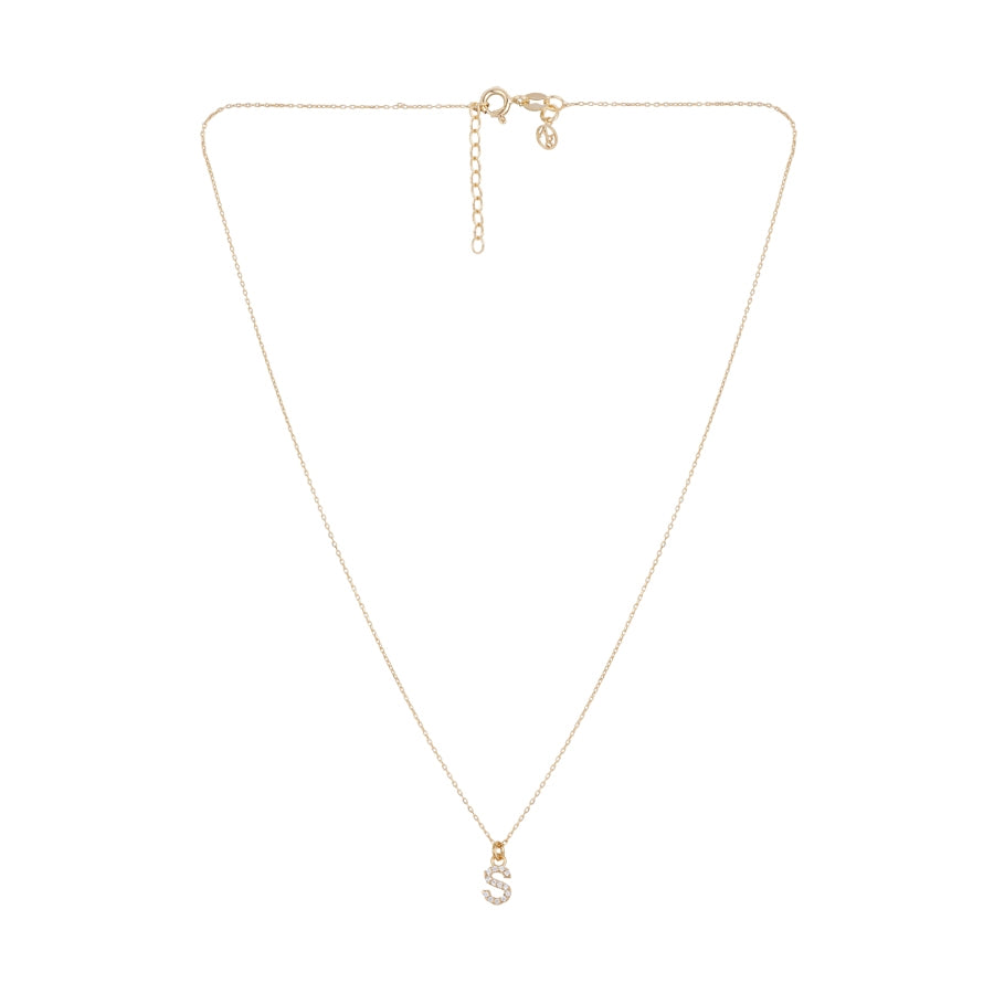 Argento Recycled Gold Letter Cubic Zirconia Necklace