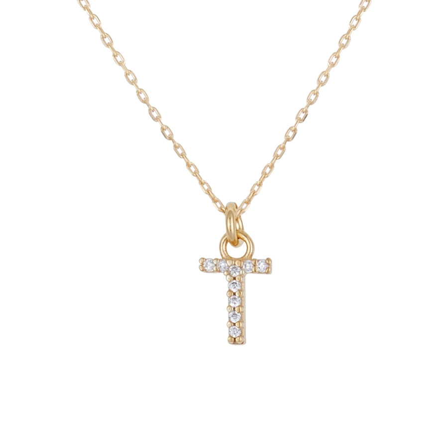 Argento Recycled Gold Letter Cubic Zirconia Necklace