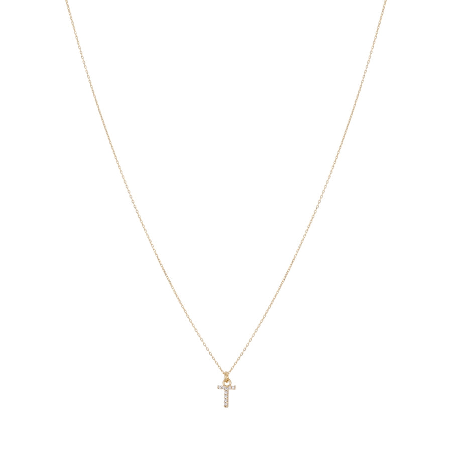 Argento Recycled Gold Letter Cubic Zirconia Necklace