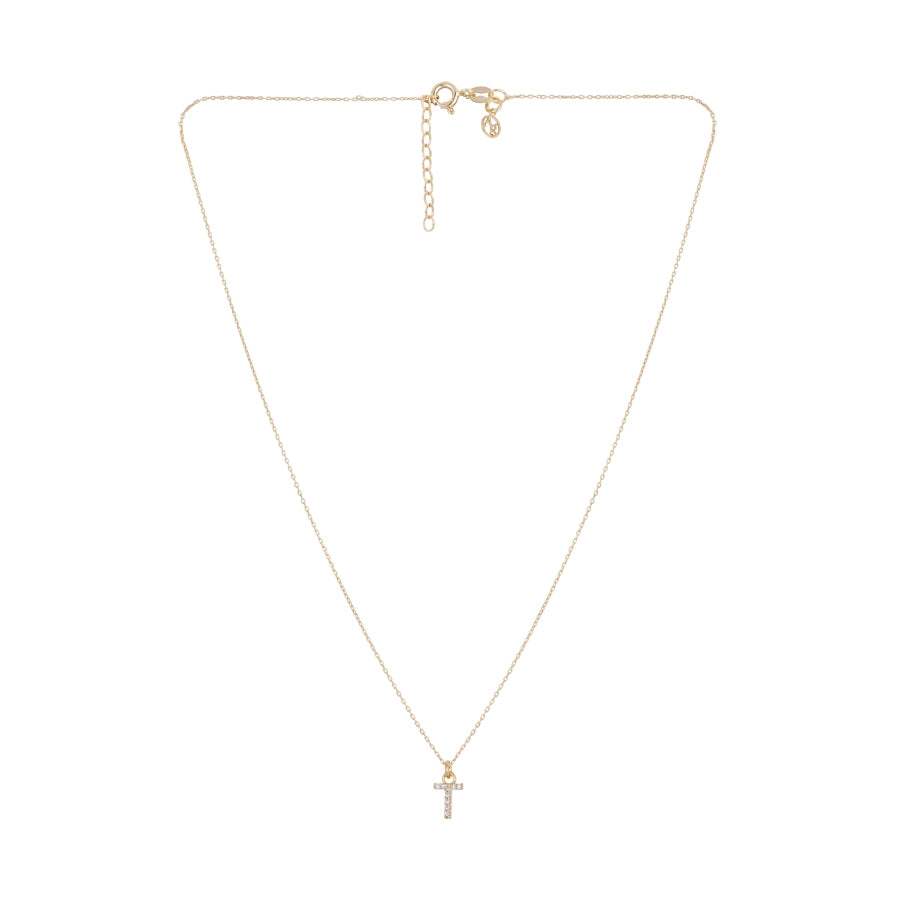 Argento Recycled Gold Letter Cubic Zirconia Necklace