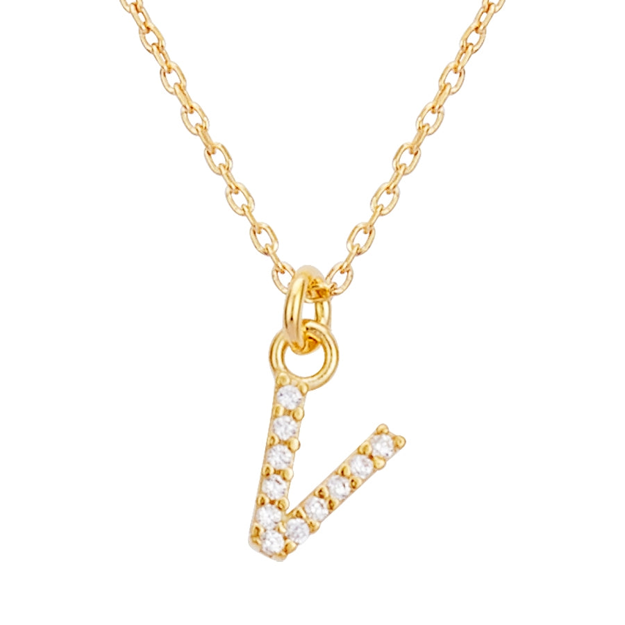 Argento Recycled Gold Letter Cubic Zirconia Necklace