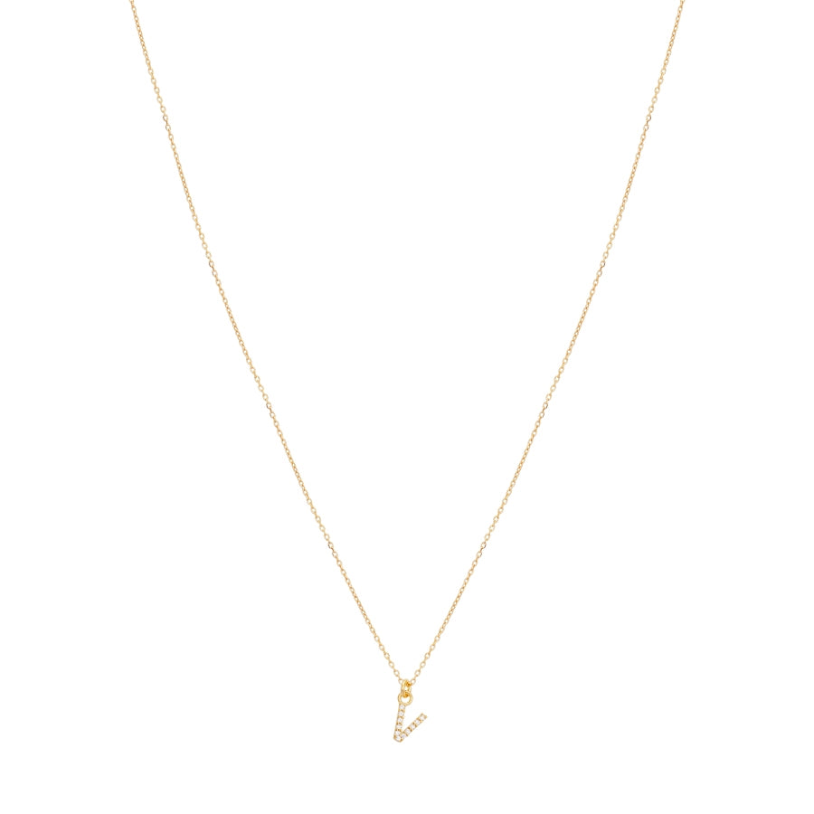 Argento Recycled Gold Letter Cubic Zirconia Necklace