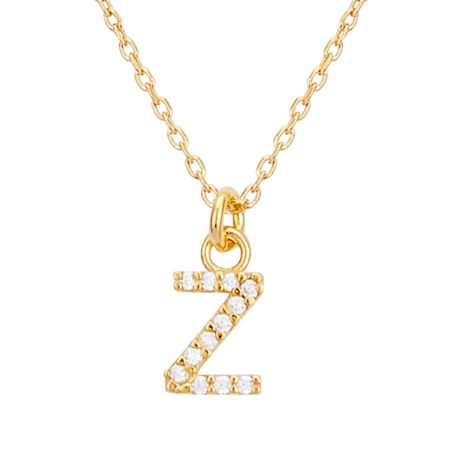 Argento Recycled Gold Letter Cubic Zirconia Necklace