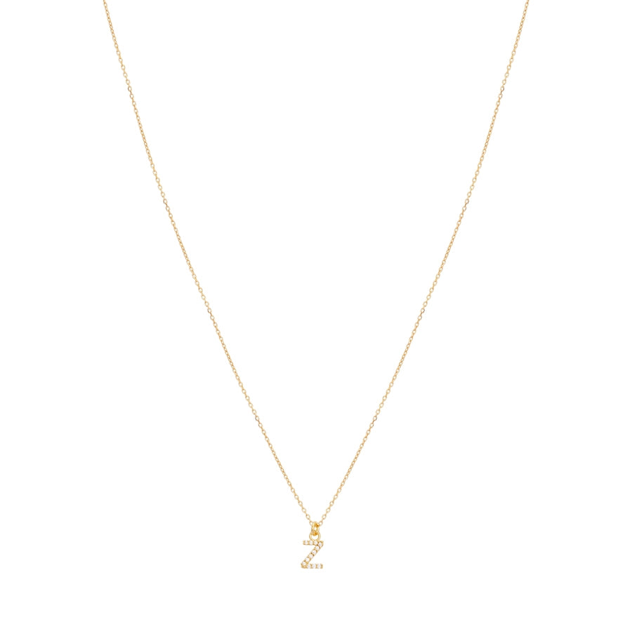 Argento Recycled Gold Letter Cubic Zirconia Necklace