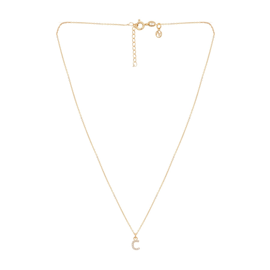 Argento Recycled Gold Letter Cubic Zirconia Necklace