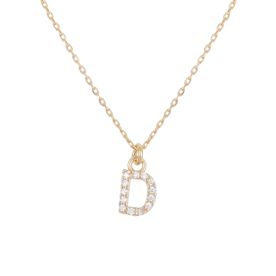 Argento Recycled Gold Letter Cubic Zirconia Necklace