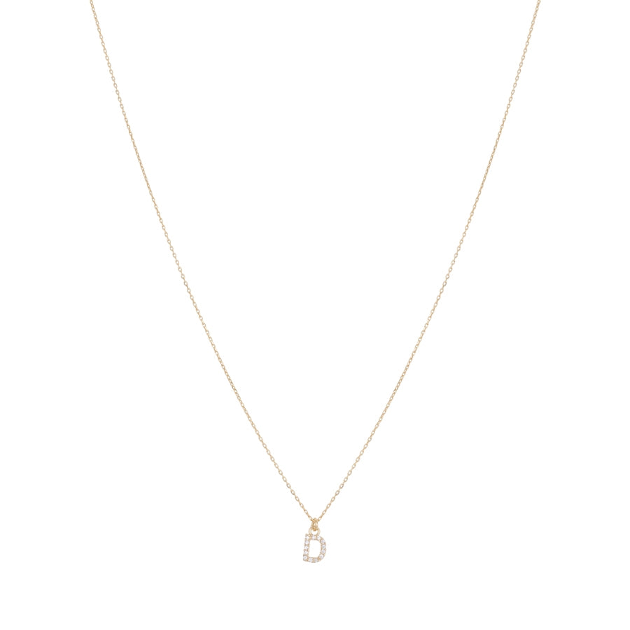 Argento Recycled Gold Letter Cubic Zirconia Necklace