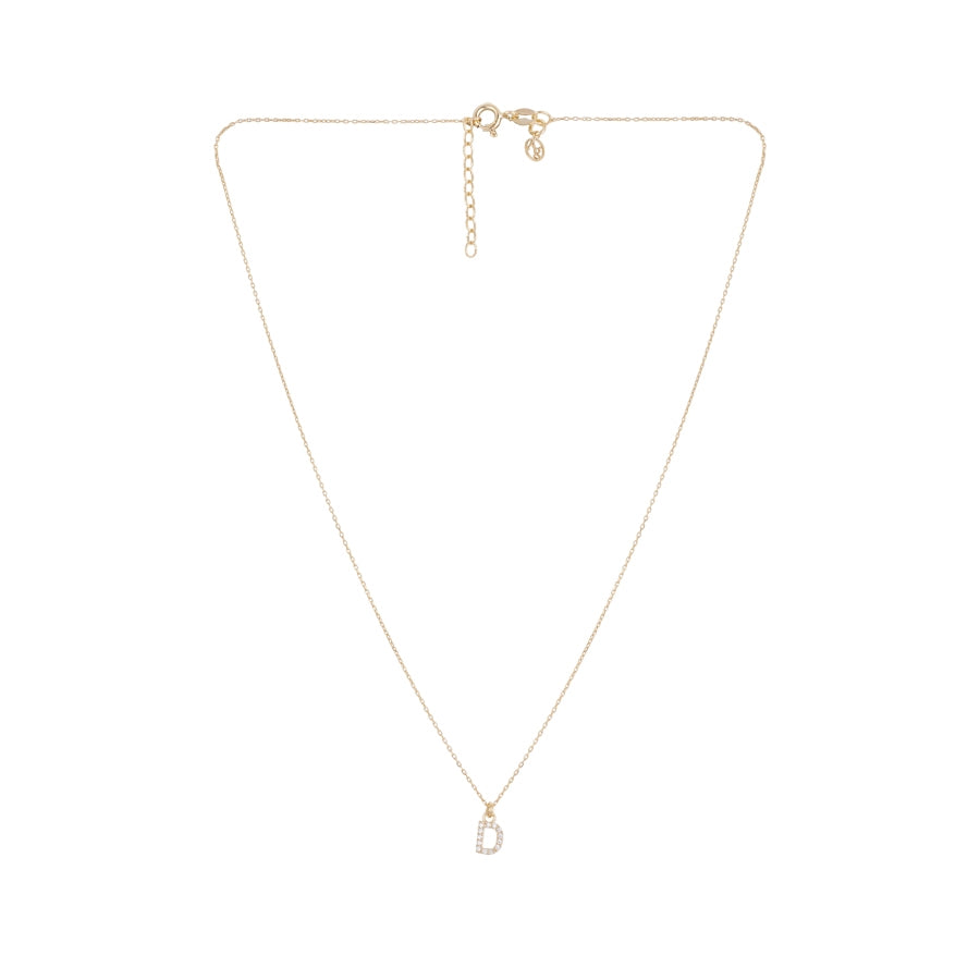 Argento Recycled Gold Letter Cubic Zirconia Necklace