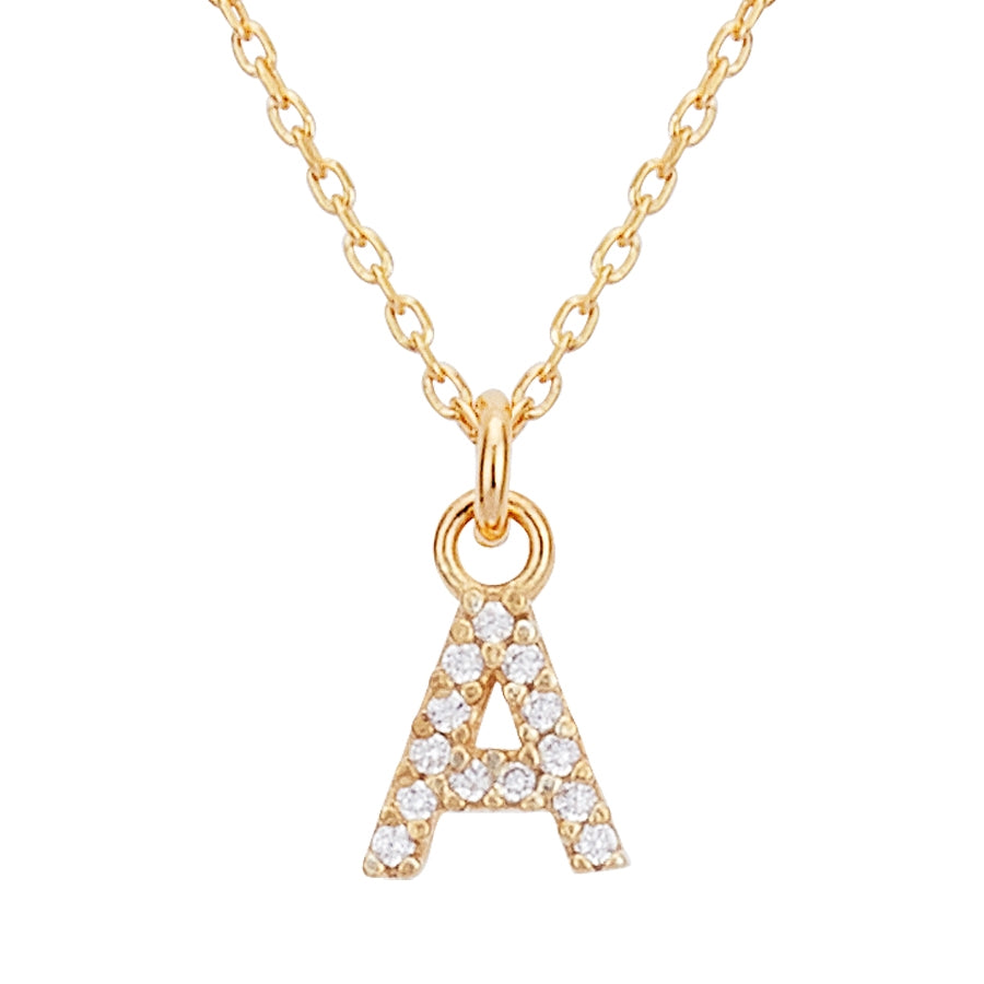 Argento Recycled Gold Letter Cubic Zirconia Necklace