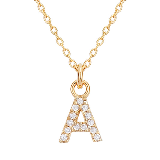Argento Recycled Gold Letter Cubic Zirconia Necklace