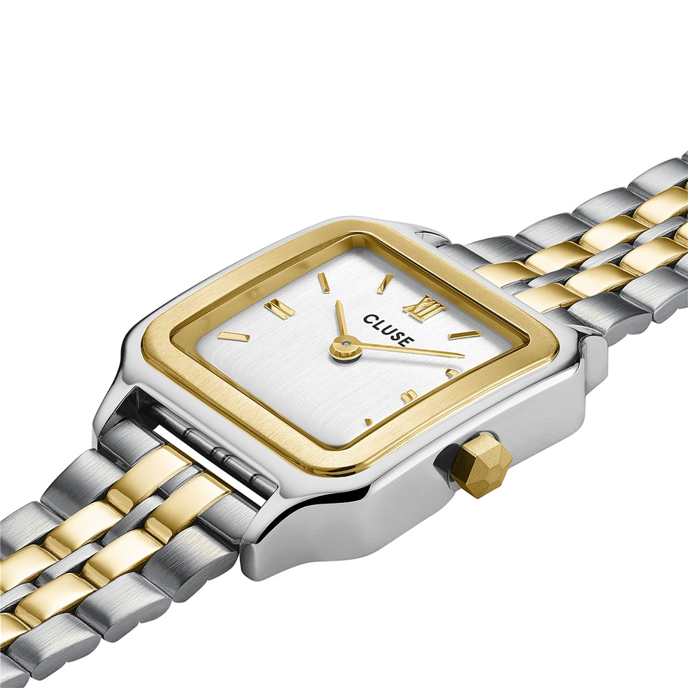 CLUSE Gold + Silver Gracieuse Petite Square Watch