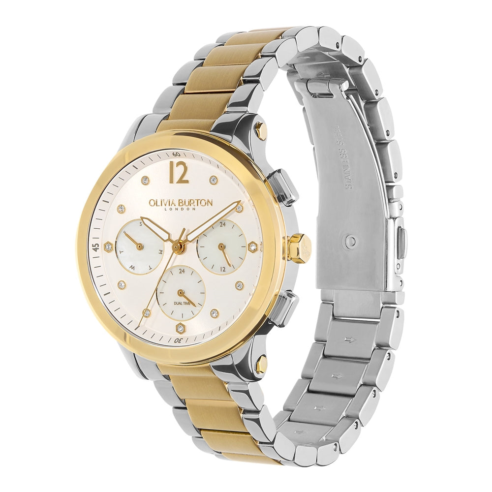 Olivia Burton Sports Luxe Silver + Gold Bracelet Watch