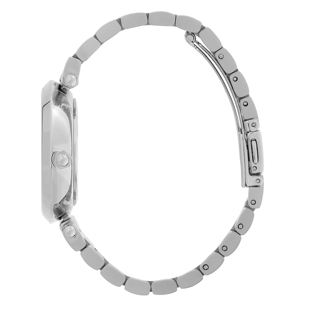 Olivia Burton Signature T-bar Floral Silver Bracelet Watch