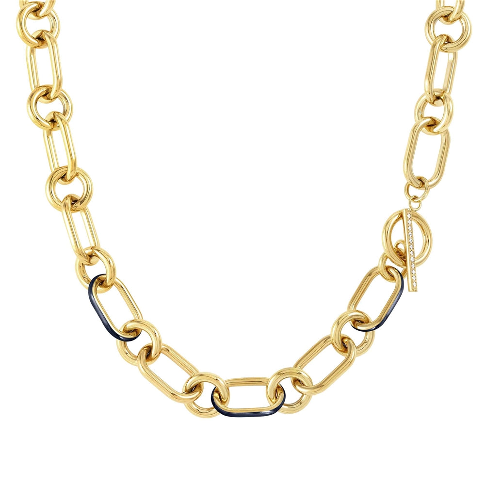 Nomination Drusilla Gold + Blue T-Bar Necklace