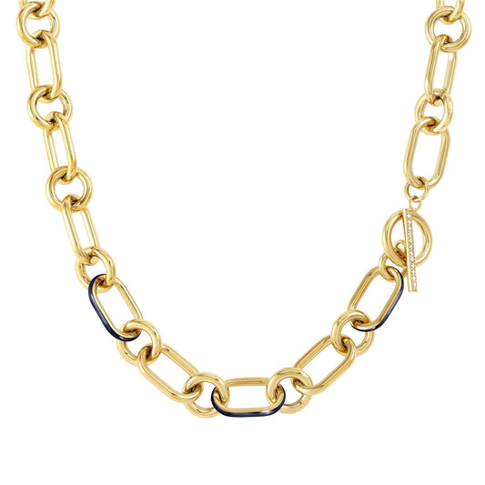 Nomination Drusilla Gold + Blue T-Bar Necklace