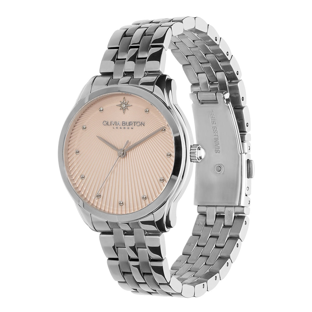 Olivia Burton Celestial Starlight Silver + Blush Bracelet Watch