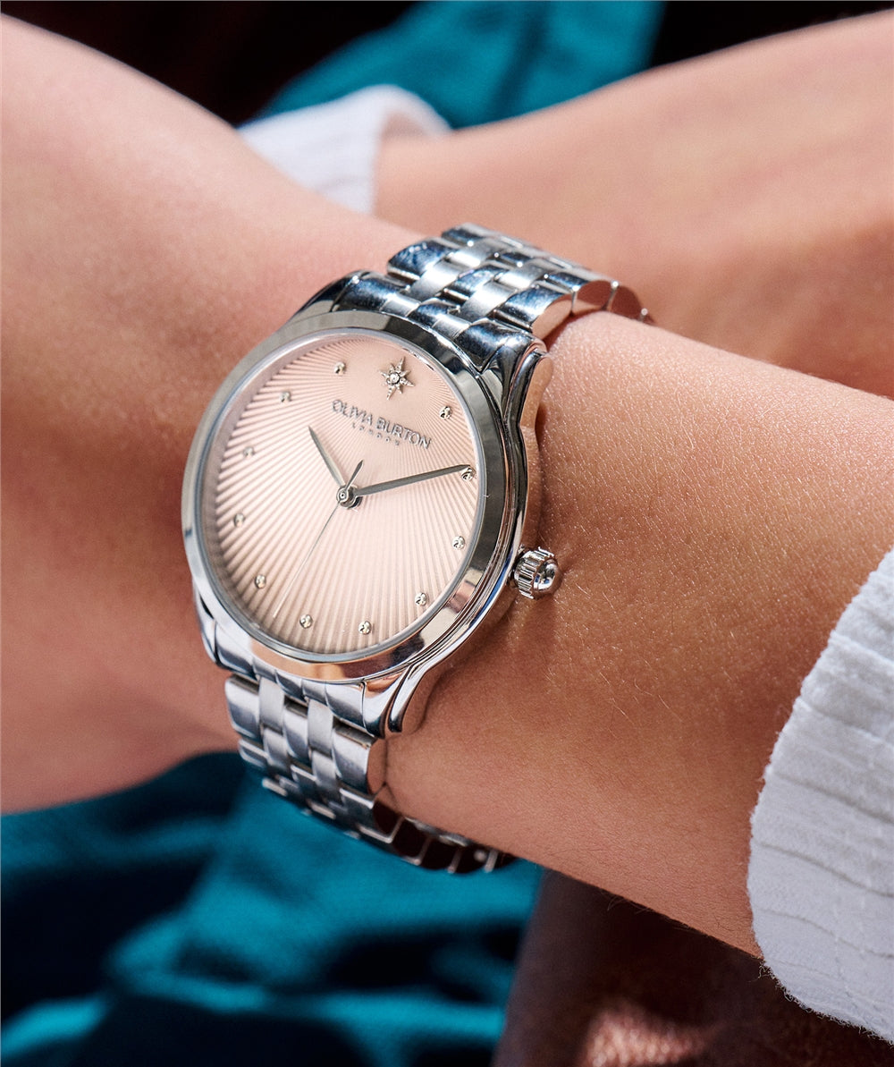 Olivia Burton Celestial Starlight Silver + Blush Bracelet Watch