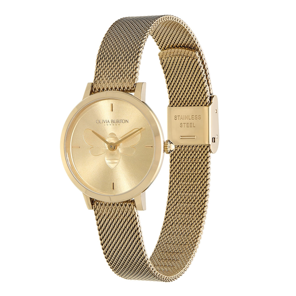 Olivia Burton Queen Bee Gold Mesh Watch