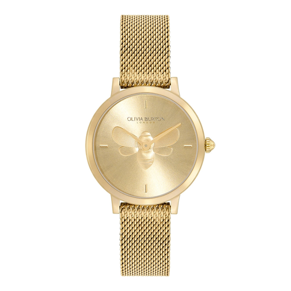 Olivia Burton Queen Bee Gold Mesh Watch