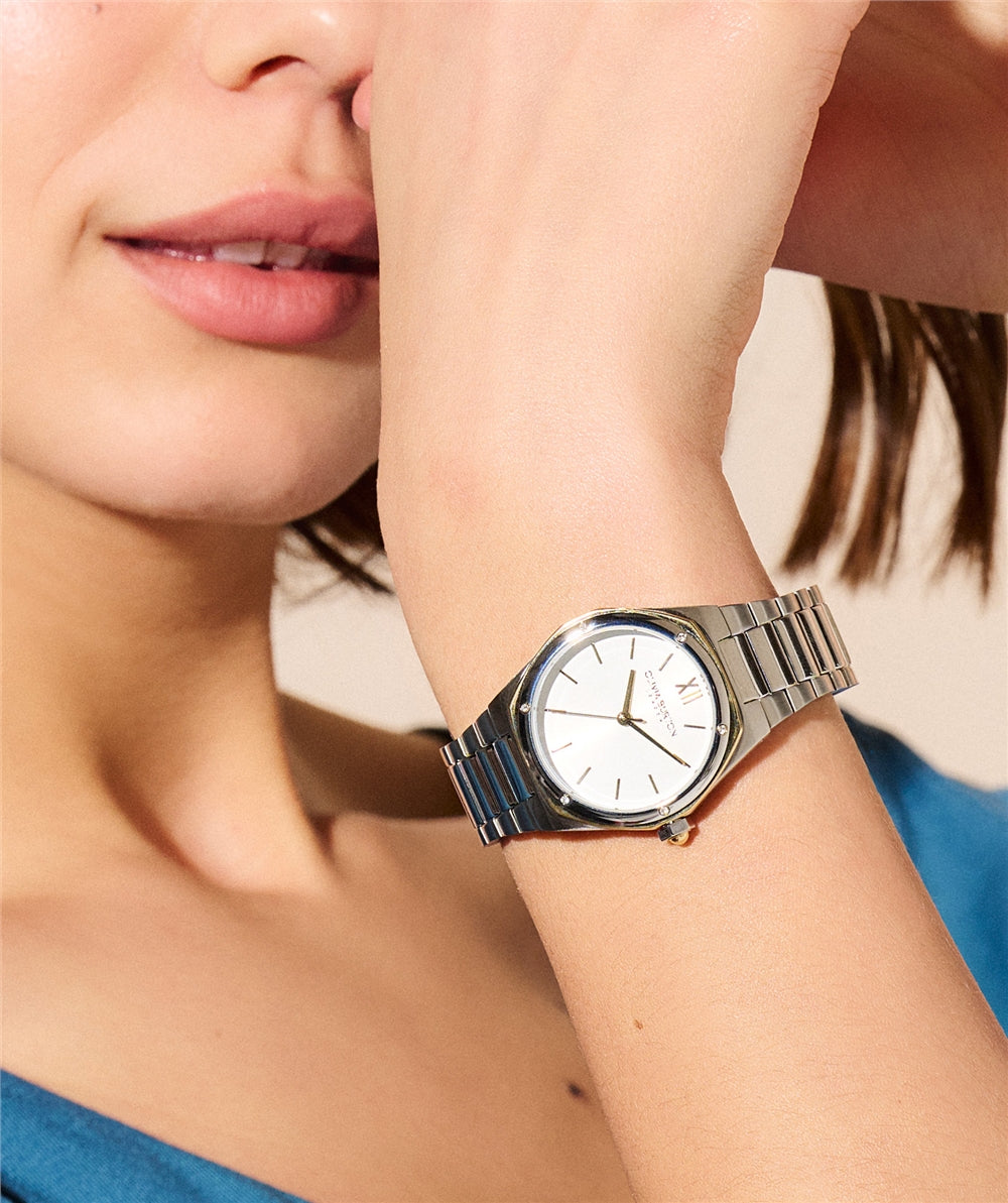Olivia Burton Hexa Silver + Gold Bracelet Watch