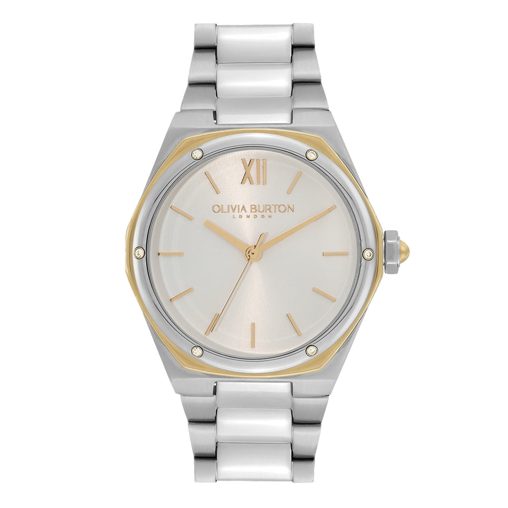 Olivia Burton Hexa Silver + Gold Bracelet Watch
