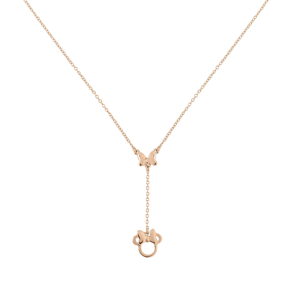 Disney Rose Gold Minnie Mouse Y Necklace