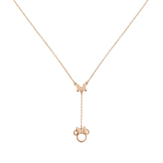 Disney Rose Gold Minnie Mouse Y Necklace