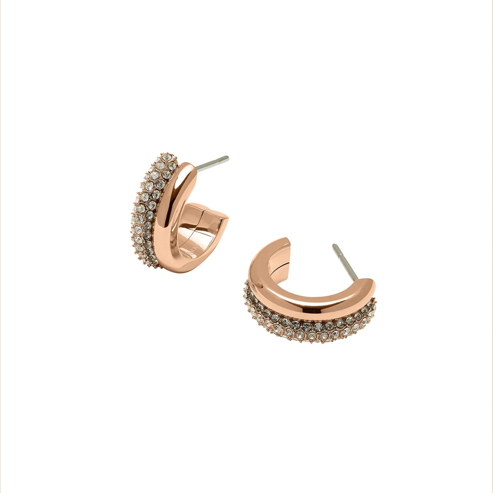 Olivia Burton Classic Crystal Rose Gold Hoop Earrings