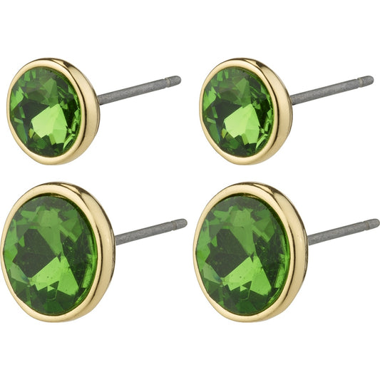 Pilgrim Gold + Green Callie Crystal Earring Set