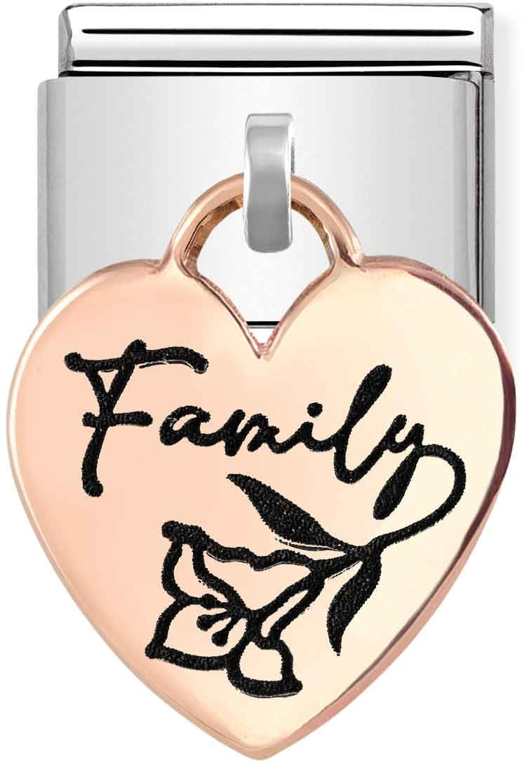 Nomination Rose Gold Family Heart Drop Charm
