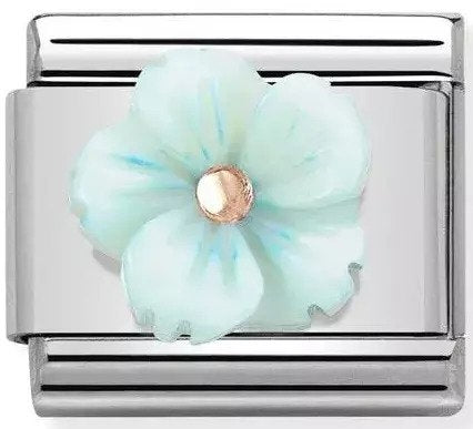 Nomination Turquoise + Rose Gold Flower Charm