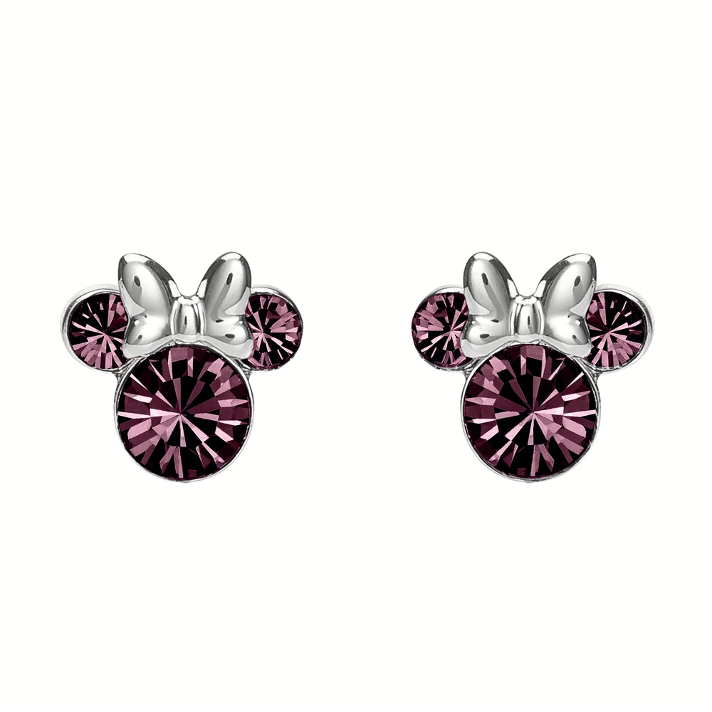 Disney Silver Minnie Mouse Birthstone Earrings