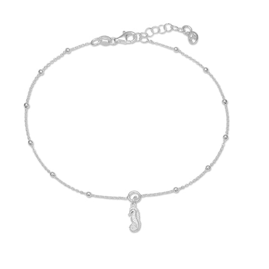 Argento Recycled Silver Seahorse Anklet