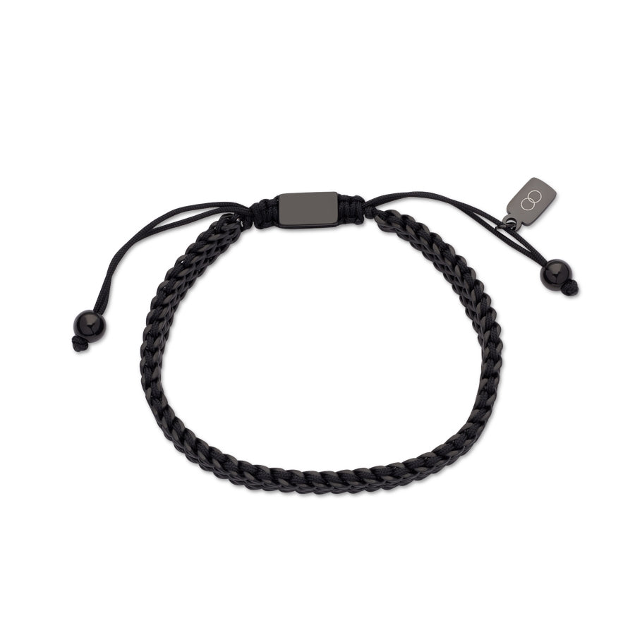 Over & Over Silver Steel + Black Pull Bracelet