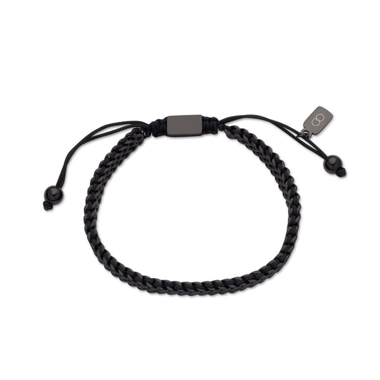 Over & Over Silver Steel + Black Pull Bracelet