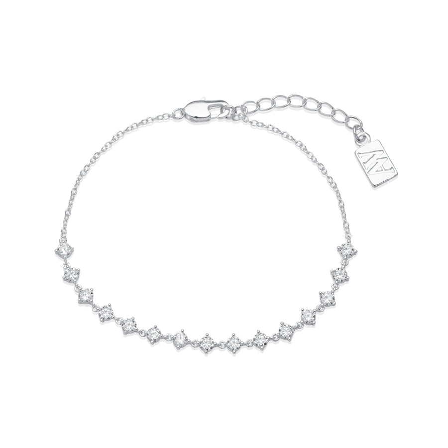 August Woods Silver Crystal Cluster Bracelet 