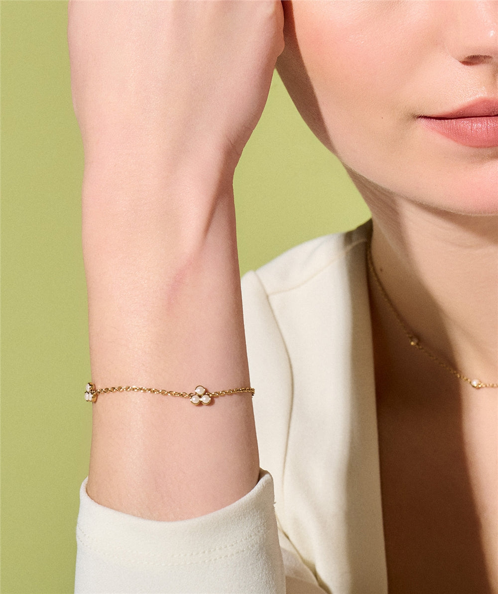 Olivia Burton Pearl Cluster Gold Bracelet