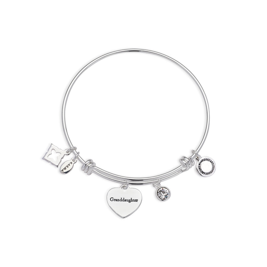 Karma Silver Granddaughter Heart Bangle