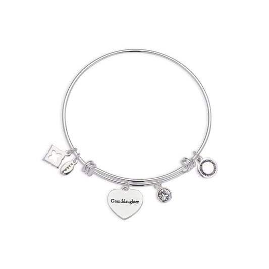 Karma Silver Granddaughter Heart Bangle
