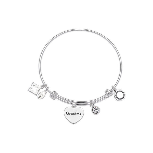 Karma Silver Grandma Heart Bangle