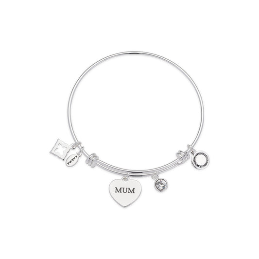 Karma Silver Mum Heart Bangle