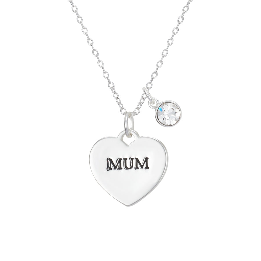Karma Silver Mum Heart Necklace