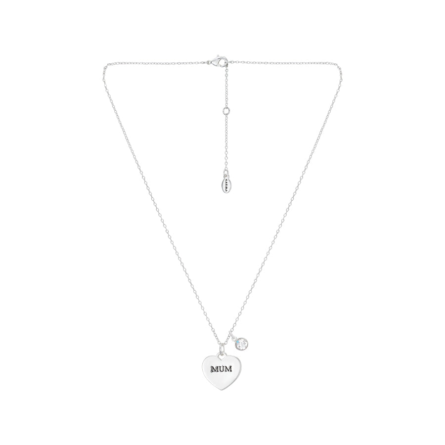 Karma Silver Mum Heart Necklace